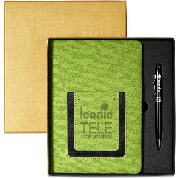 Roma Journal & Executive Stylus Pen Custom Gift Set - Lime Green