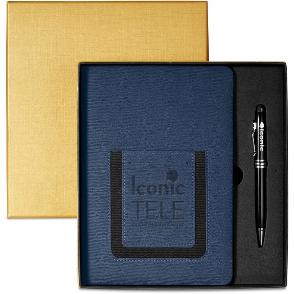 Roma Journal & Executive Stylus Pen Custom Gift Set - Navy Blue