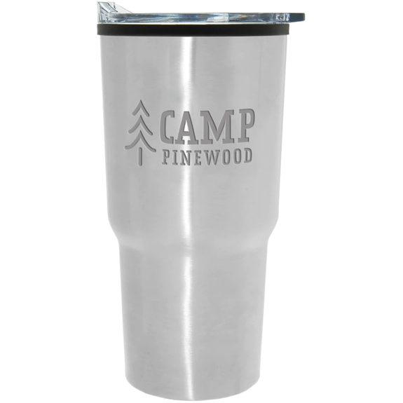 Silver - Laser Engraved Stainless Steel Tapered Custom Tumbler w/ Plastic L