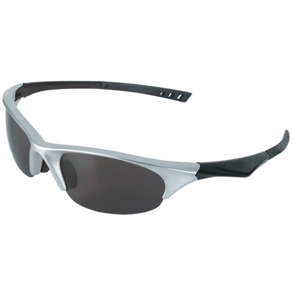 Silver w/ Smoke Lenses Half-Frame Logo Sunglasses