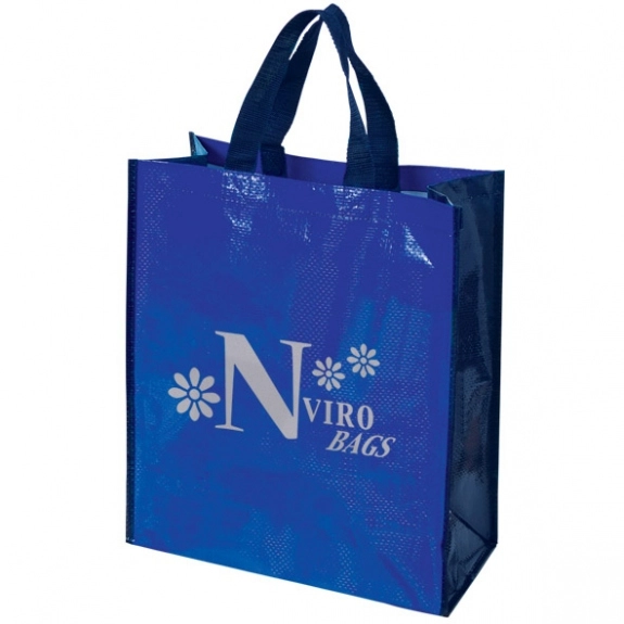 Blue Recycled Laminated Woven Shopping Promo Tote Bag