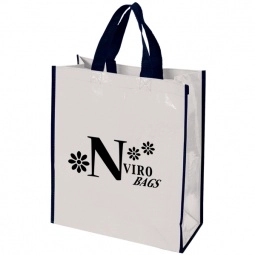 White Recycled Laminated Woven Shopping Promo Tote Bag