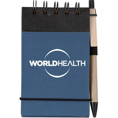 Blue Eco-Friendly Recycled Logo Jotter - 3"w x 5.25"h