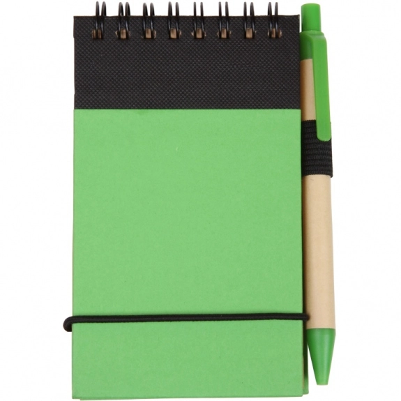 Lime Green Eco-Friendly Recycled Logo Jotter - 3"w x 5.25"h