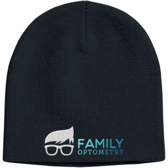 Black Embroidered Promotional Knit Beanie