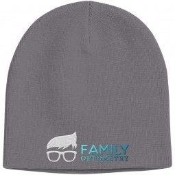 Gray Embroidered Promotional Knit Beanie