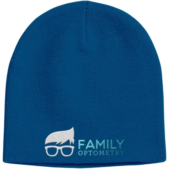 Navy Blue Embroidered Promotional Knit Beanie