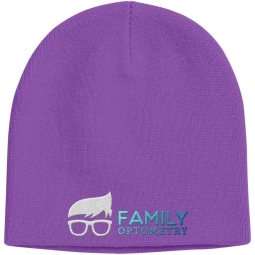 Purple Embroidered Promotional Knit Beanie