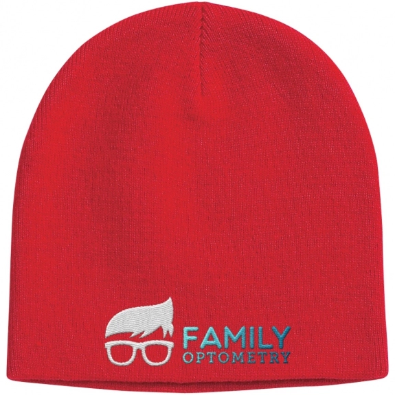 Red Embroidered Promotional Knit Beanie