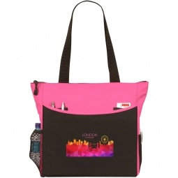 Fuchsia Full Color Atchison Carry-All Custom Tote Bags - 17"w x 14"h x 5"d