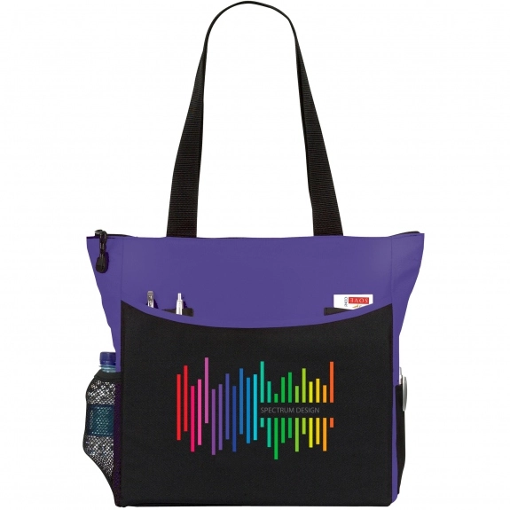 Purple Full Color Atchison Carry-All Custom Tote Bags - 17"w x 14"h x 5"d
