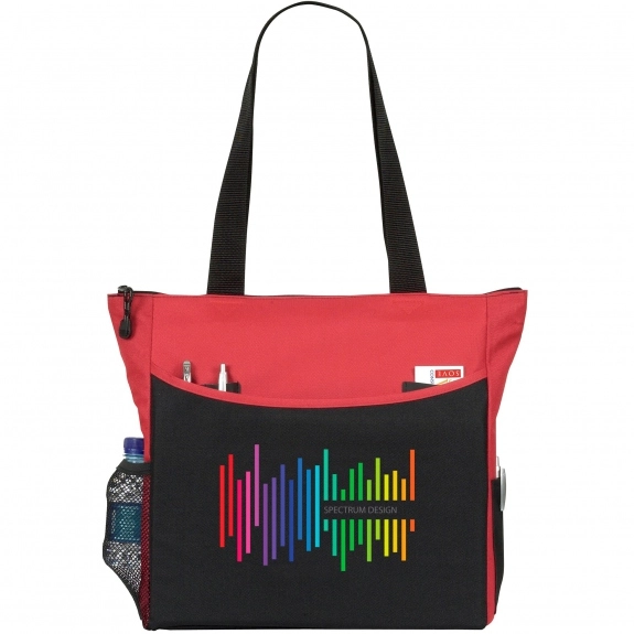 Red Full Color Atchison Carry-All Custom Tote Bags - 17"w x 14"h x 5"d