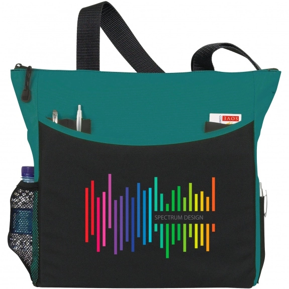 Teal Full Color Atchison Carry-All Custom Tote Bags - 17"w x 14"h x 5"d