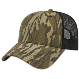 MossyOak/Black - Medium Profile Camo Print Mesh Custom Caps 