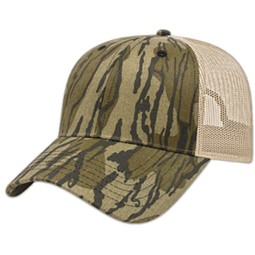 MossyOak/Khaki - Medium Profile Camo Print Mesh Custom Caps 