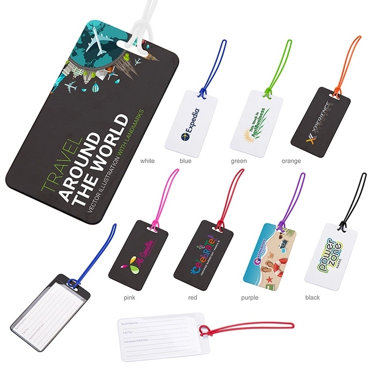 Plastic Custom Luggage Tag with Colored Strap ePromos