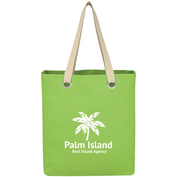 Lime Green - Vibrant Cotton Canvas Promotional Tote - 11.5"w x 13.5"h x 6"d