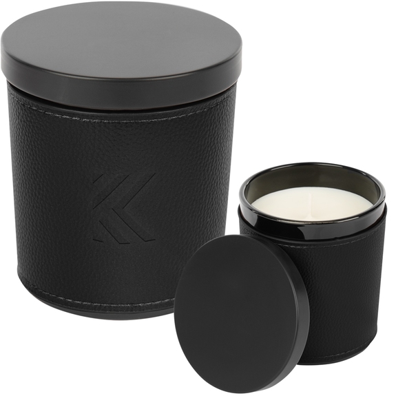 Black - Scented Soy Wax Custom Candle w/ Leatherette Sleeve