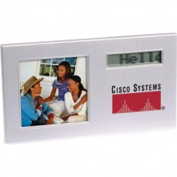 Silver Scrolling Message Photo Frame & Custom Alarm Clock - 2.25" x 2.25"