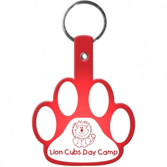 Trans. Red Promotional Paw Soft Key Tag