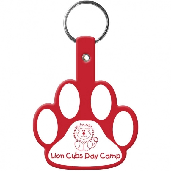 Red Promotional Paw Soft Key Tag
