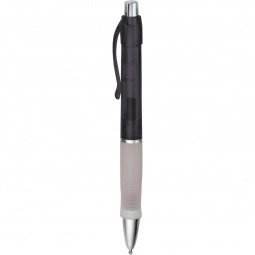 Black Translucent Promotional Gel Pen w/ Rubber Grip
