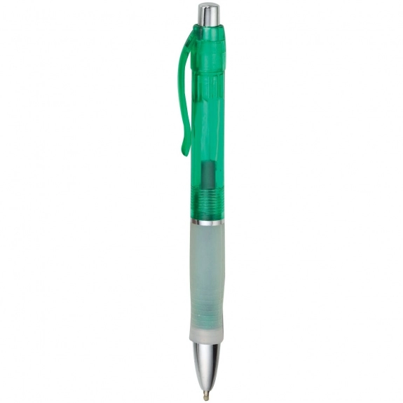 Green Translucent Promotional Gel Pen w/ Rubber Grip