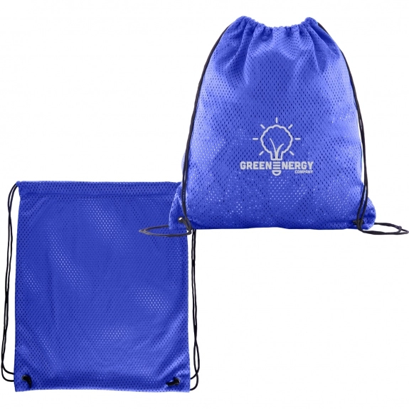 Reflex Blue Jersey Mesh Drawstring Custom Backpacks 