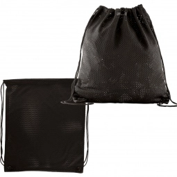 Black Jersey Mesh Drawstring Custom Backpacks 