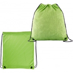 Lime Green Jersey Mesh Drawstring Custom Backpacks 