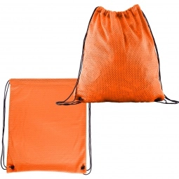 Orange Jersey Mesh Drawstring Custom Backpacks 