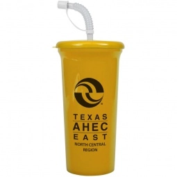 Yellow Tapered Custom Tumbler w/ Cover & Straw - 32 oz. 