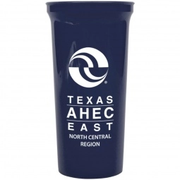 Eco Navy Blue Tapered Custom Tumbler w/ Cover & Straw - 32 oz. 