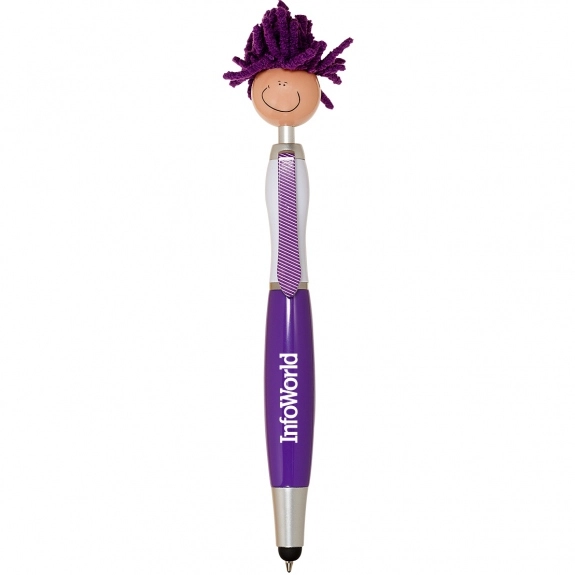 Purple - MopTopper Custom Stylus Pen w/ Screen Cleaner - Tan