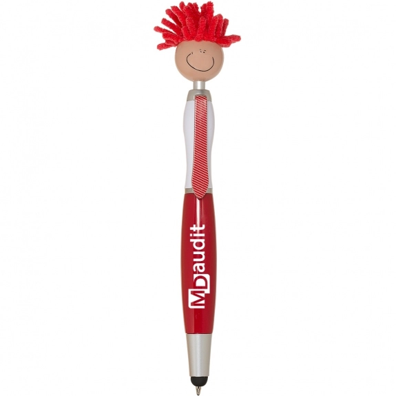 Red - MopTopper Custom Stylus Pen w/ Screen Cleaner - Tan