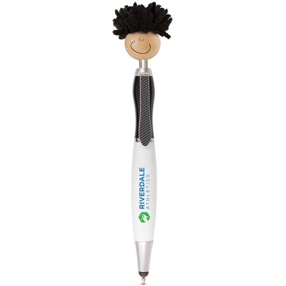Black - MopTopper Custom Stylus Pen w/ Screen Cleaner - Tan