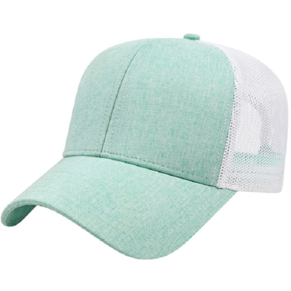 Teal/White - Structured Heather Custom Cap w/ Ultra Soft Mesh Back