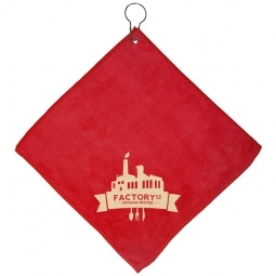 Red - Microfiber Custom Golf Towel w/ Grommet & Hook