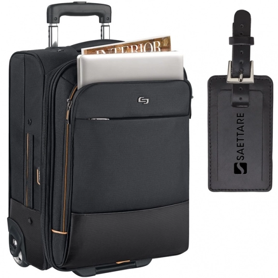 Black Solo Urban Overnighter Bag w/ Custom Luggage Tag