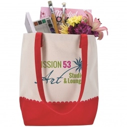 Red Cotton Canvas Custom Tote Bag - 14.63"w x 14.25"h