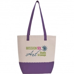 Purple Cotton Canvas Custom Tote Bag - 14.63"w x 14.25"h