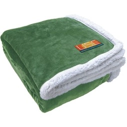 Forest Green Oversized Branded Sherpa Blanket - 70" x 60"