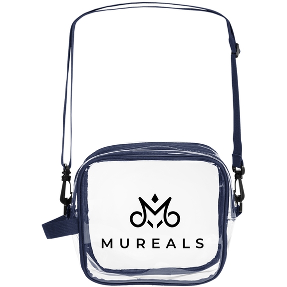 Clear/Navy - Custom Clear Crossbody Bag - 8"w x 8.25"h x 2.5"d