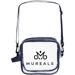Clear/Navy - Custom Clear Crossbody Bag - 8"w x 8.25"h x 2.5"d