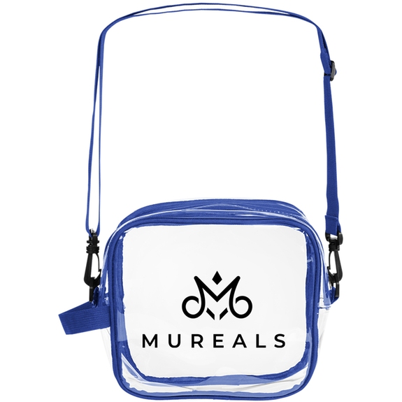 Clear/Royal - Custom Clear Crossbody Bag - 8"w x 8.25"h x 2.5"d
