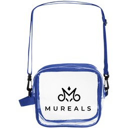 Clear/Royal - Custom Clear Crossbody Bag - 8"w x 8.25"h x 2.5"d