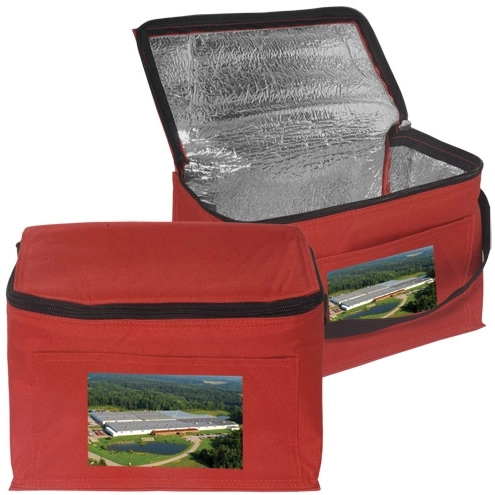 Red Foil Insulated Promotional Cooler Bag - 6 Can