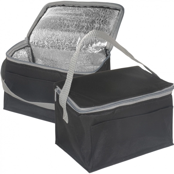 Black Foil Insulated Promotional Cooler Bag - 6 Can