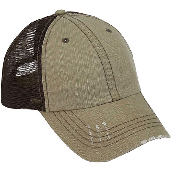 Khaki/Brown Low Profile Unstructured Promotional Truckers Cap