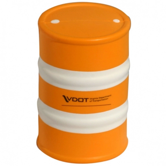Orange/White Safety Barrel Shaped Custom Stress Ball